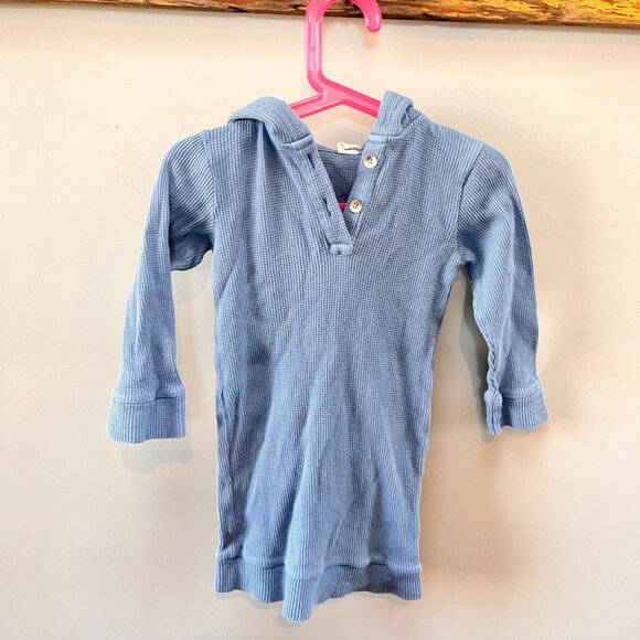 Kate Quinn 3T Blue‎ Waffle Knit Hoodie Tunic With Bear Ears For Toddlers Organic - Picture 1 of 4
